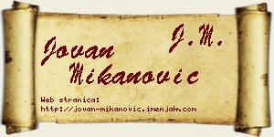 Jovan Mikanović vizit kartica